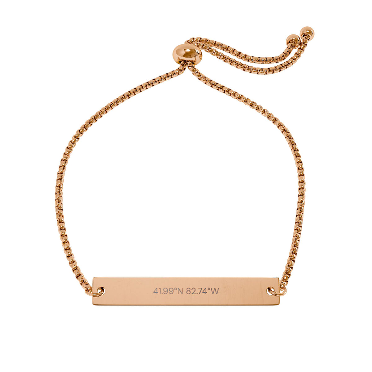 Engravable Adjustable Bar Bracelet – Personalized Name or Date Gift (Rose Gold)