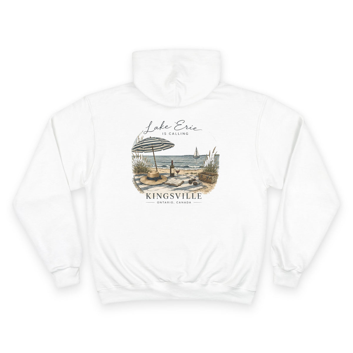 Kingsville Lakefront Hoodie — 'Lake Erie' Scenic Champion Hooded Sweatshirt